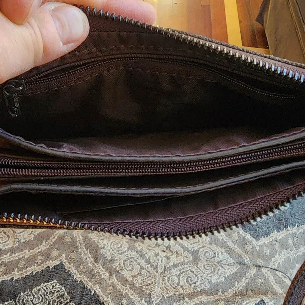 Brown Vegan Leather Wallet Wristlet